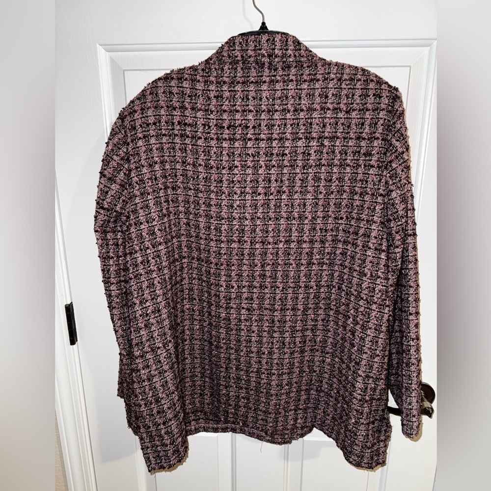 Maggie Barnes Plus Vintage Purple Pink Plaid Button Up Jacket 1X - Picture 10 of 10
